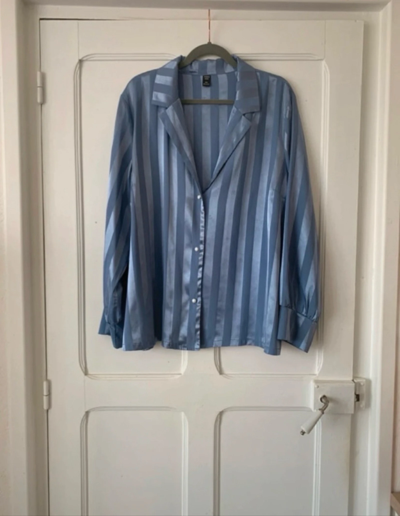 Chemisier à rayures satinée bleu femme - Taille 2XL Curve